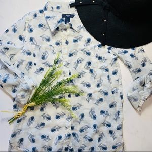 Gap Kids Girls’ Feather Printed Button Down Sz L